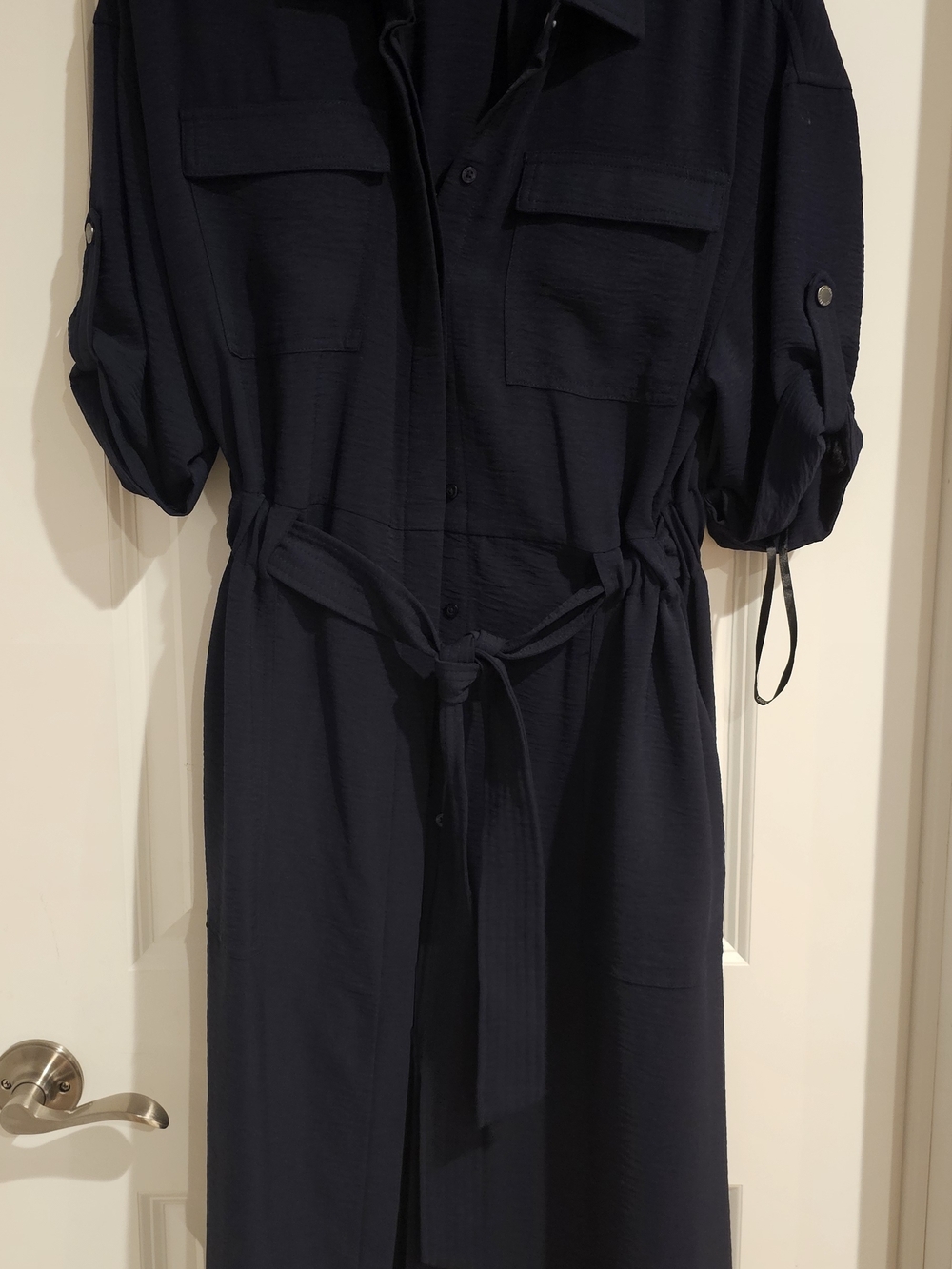 Calvin Klein Navy Blue Button-Front Shirt Dress